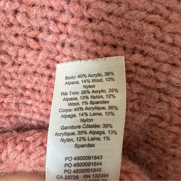 Aritzia Wilfred Free Lolan Alpaca Wool Oversized Cropped Sweater Rose Pink Small - Picture 8 of 9